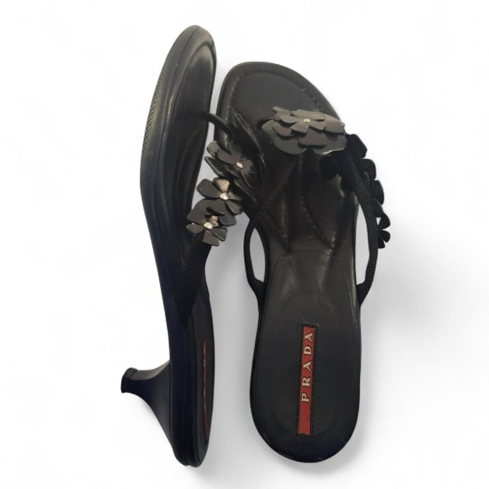 Prada Black Floral Women's Sandals
